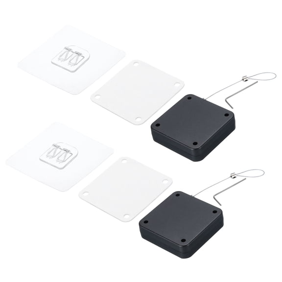 Punch Free Automatic Sensor Door Closer 39.4" Retractable Cable Lock for Home, Office Doors 1000g 2Set Black