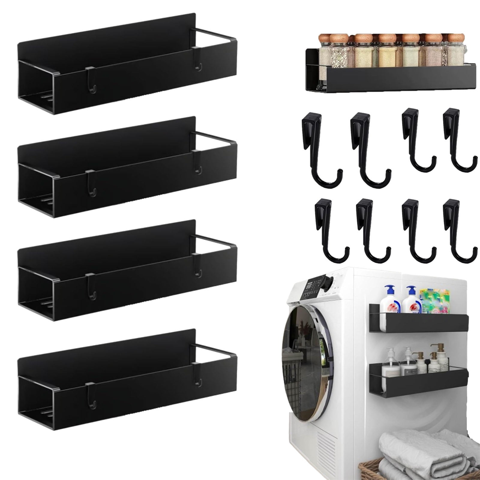 Punch Free Magnetic Storage Rack Organize,Space-Saving Magnetic Shelf ...