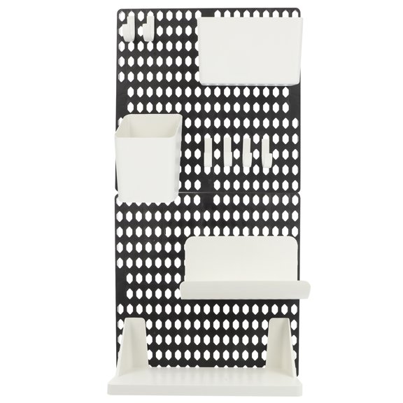 USHOBE Wall Peg Board Organiser Kitchen Black Background with White Color 1Set