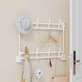 thumbnail image 1 of Punch-Free Self- Hanging Hook Rack, Multi-Row Wall Organizer for Kitchen, Bathroom & Entryway Storage, Heavy-Duty No-Drill Plastic (Holds Up to 11 lbs), 1 of 6