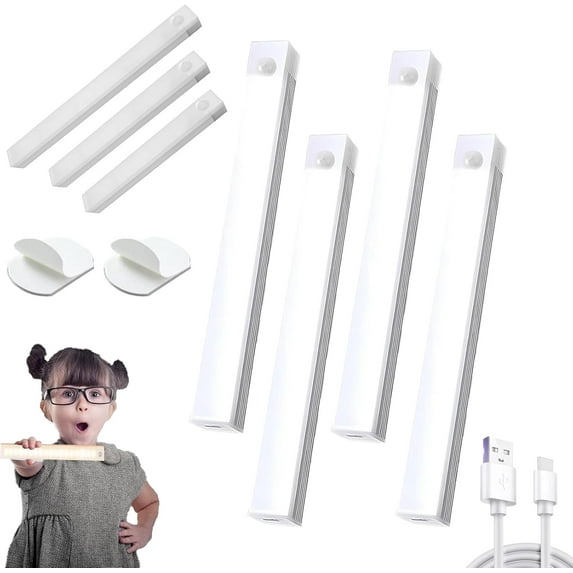 Punch-Free Smart Sensor Magnetic Rechargeable LED Lights, Under Cabinet Lighting, Motion Sensor Light Indoor, Wireless Under Cabinet Lighting for Kitchen, Stairs, Wardrobe