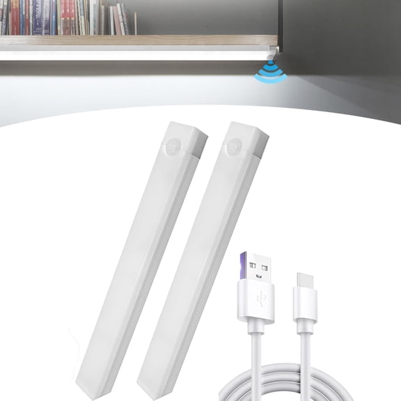 Punch-Free Smart Sensor Magnetic Rechargeable LED Lights,Motion Sensor Light Indoor,Under Cabinet Lighting,Stick on Lights,Wireless Closet Lights for Kitchen, Wardrobe (White) (White Light,50CM)