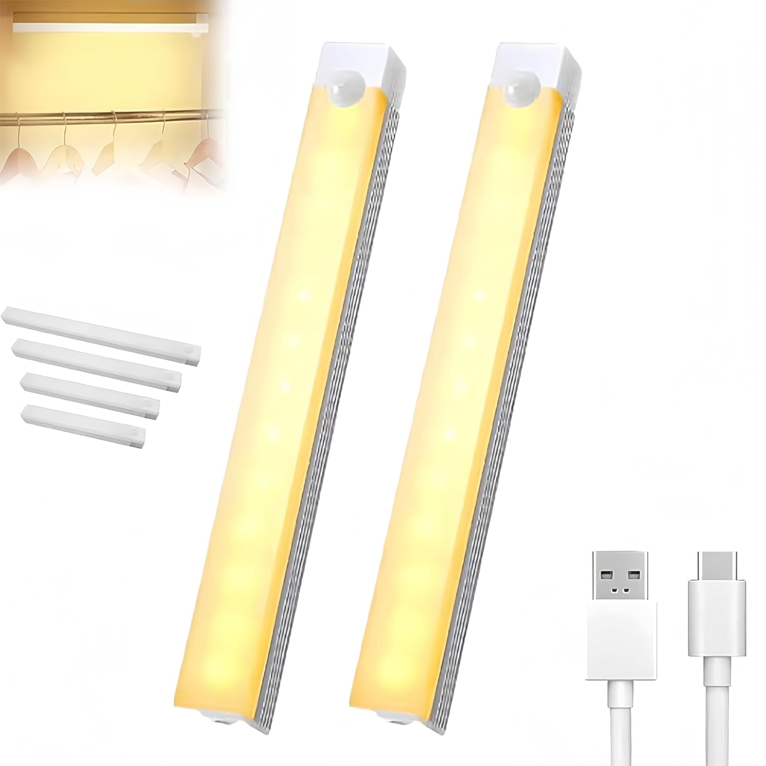 Punch-Free Smart Sensor Magnetic Rechargeable LED Lights, New Wireless Intelligent Motion Human Body Induction Night Under Cabinet Lights for Kitchen, Closet, Cupboard