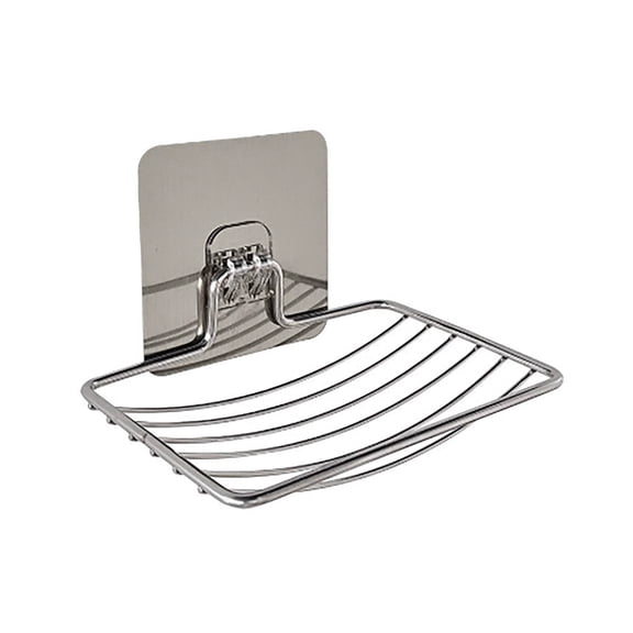 Punch-Free Stainless Steel Soap Dish Holder Wall Mount Curved Drain Wire Soap Tray Bathroom Shower Soap Storage Rack