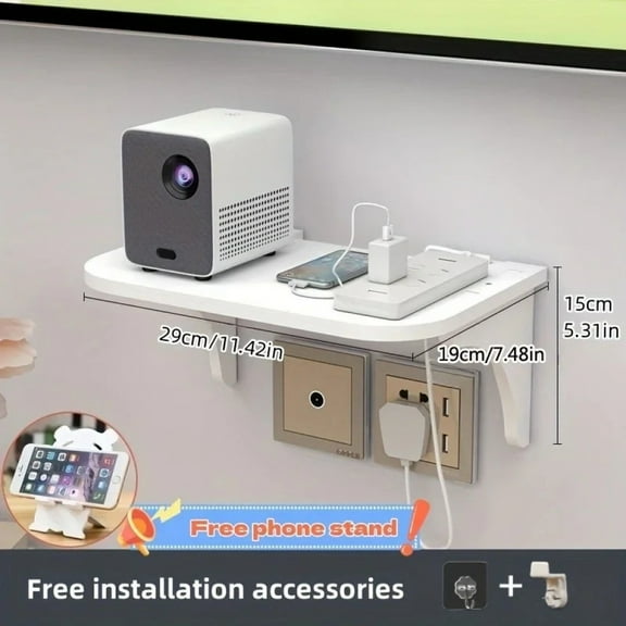Punch Free Wall Shelf Stand Holder Socket Bracket for Router Wall-mounted Projector Set-top Box Wifi Wireless Storage Rack