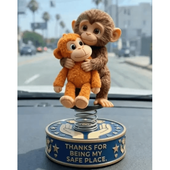 Punch & Friends: Little Monkey The Dashboard Guardian Inspired by Heartwarming Zoo Story, Compact 5x5x8cm Plush Car Companion Symbolizing Protection and Comfort