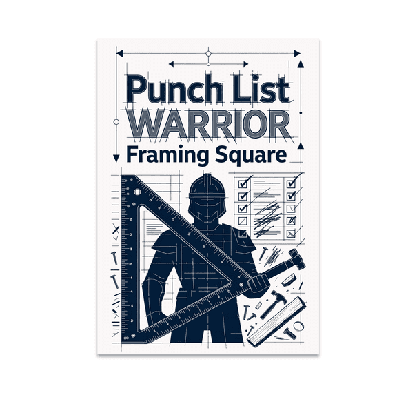 Punch List Warrior Framing Square Blueprint Art - Construction Professional - 13x19 Poster Print