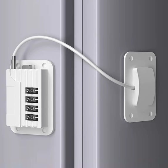 Punch Lock For Refrigerator Sliding Door Window,Multi-Function Home Safety Lock Tool,Easy Install No Drill,refrigerator lock,safety lock,White,1PC