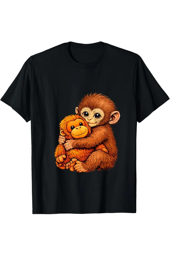 Punch Monkey Cute Funny Animal Design Fun Viral Humor Meme Graphic Art Illustration Unisex T-Shirt ,up to size 5XL