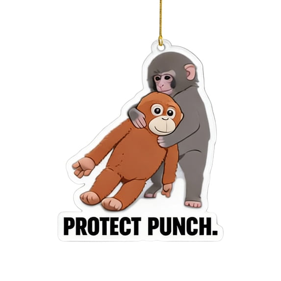 Punch Monkey Decorative Hanging Ornaments, 2D Acrylic Hanging Monkey Stuffed Animal Ornament for Tree, Punch the Monkey Decor for Gifts, Home