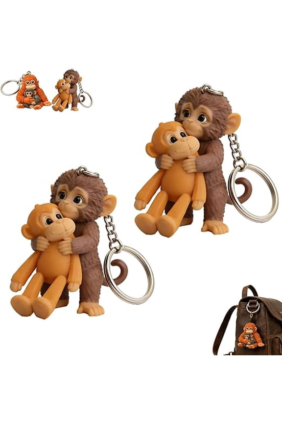 Punch Monkey Keychain 3D Cute Monkey Plush Keychain Decoration for Backpack Purse Keys