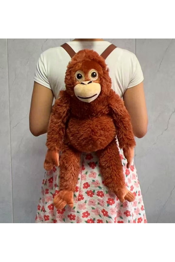Punch Monkey Long Arm Plush Backpack  Cute Orangutan Stuffed Animal Backpack with Adjustable Straps, Soft Travel Bag Birthday Gift