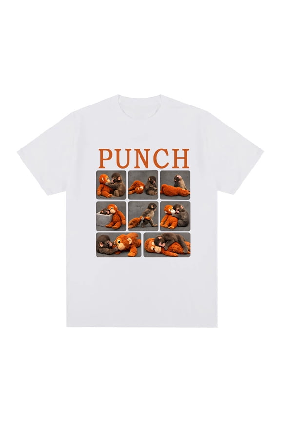 Punch Monkey Macaque Tee-shirt Orangutan Plush Toy Short Sleeve Tees Summer Cotton Tshirt