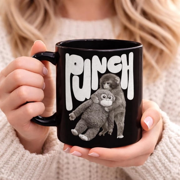 Punch Monkey Mug, Funny Animal Coffee Mug, Retro Humor Cup, Sarcastic Office Gift, Unique Novelty Drinkware