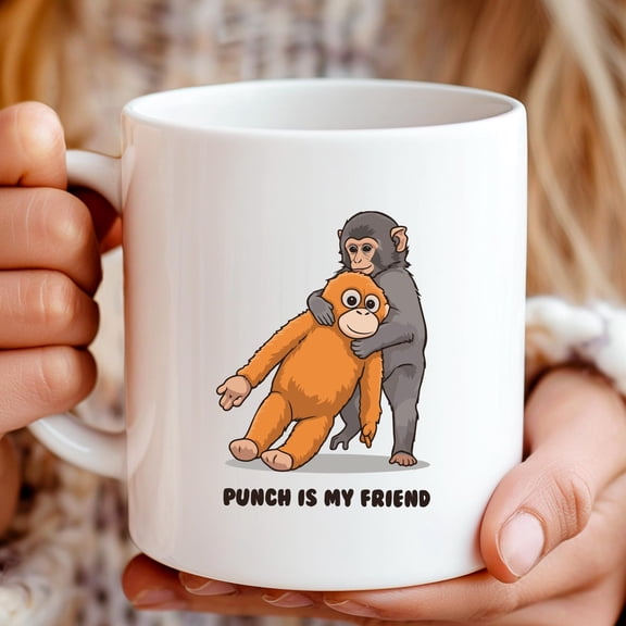 Punch Monkey Mug Viral Baby Monkey Meme Coffee Cup Funny Animal Lover Gift