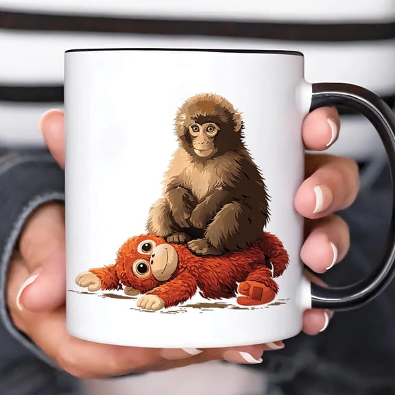Punch Monkey Mug, Viral Monkey Punch Mug, Baby Monkey Plush Toy Mug