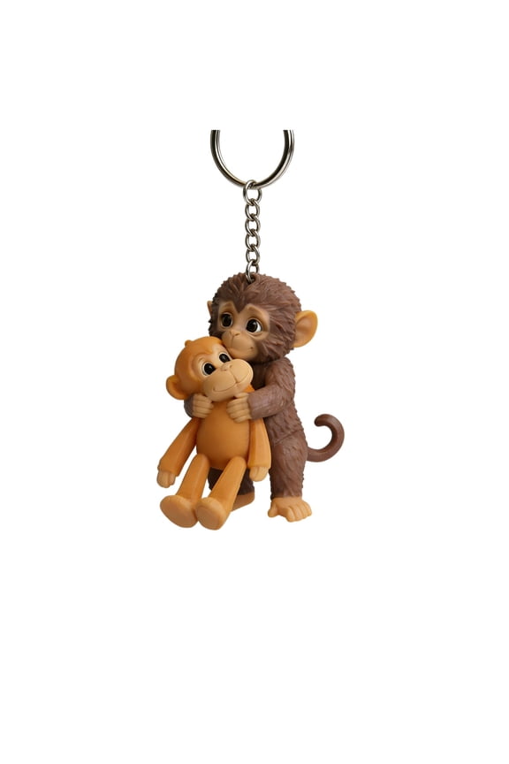Punch Monkey Orangutan Keychain – Cute Hanging Key Ring Decoration for Bags Backpacks Keys, Mini Monkey Charm Gift for Women Men Kids