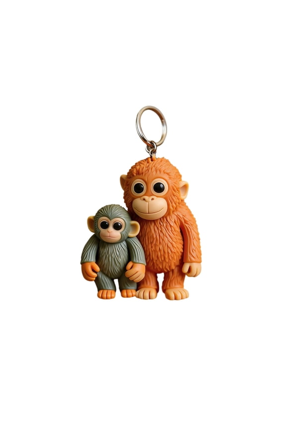 Punch Monkey Orangutan Keychain  Cute Hanging Key Ring Decoration for Bags Backpacks Keys, Mini Monkey Charm Gift for Women Men Kids