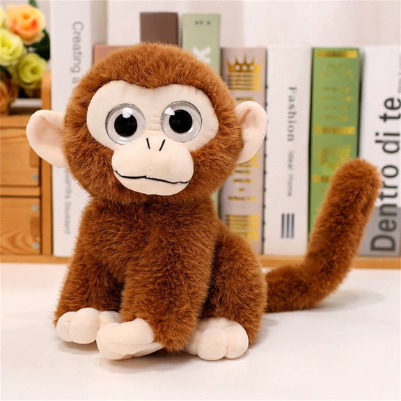 Punch Monkey Plush, 9 Inch Big-Eyed Monkey, Monkey Plush, Emotional Support Plush, Stuffed Monkey, Soft Throw Pillow Decor for Holidays Birthdays