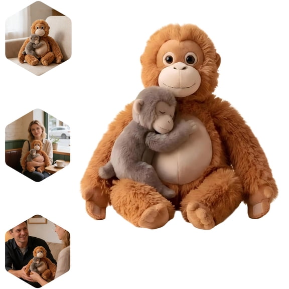 Punch Monkey Plush, Baby Macaque Punch Plush Toy,Cuddly Orangutan Stuffed With Baby Monkey,Monkey Punch Plush,Punch Monkey Plushie Toy,Punch Plush,Protect Punch The Monkey Plush