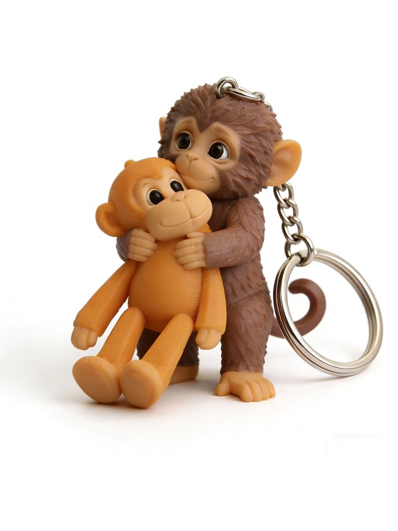 Punch Monkey Plush Keychains, 3D Cute Monkey Key Chain, Mini Hanging Stuffed Animals Bag Accessory, Monkey Plush Keychain Toys for Keys, Backpacks, Gifts(B-1PCS)