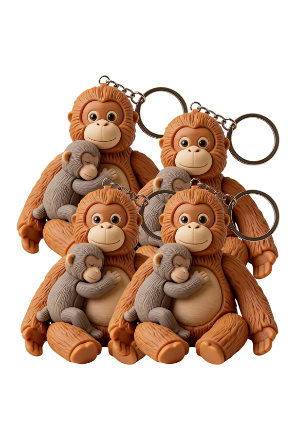 Punch Monkey Plush Keychains, 3D Cute Monkey Key Chain, Mini Hanging Stuffed Animals Bag Accessory, Monkey Plush Keychain Toys for Keys, Backpacks, Gifts(C-4PCS)