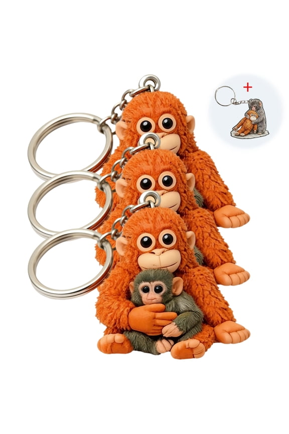 Punch Monkey Plush Keychains, 3D Cute Monkey Key Chain, Mini Hanging Stuffed Animals Bag Accessory, Monkey Plush Keychain Toys for Keys, Backpacks, Gifts