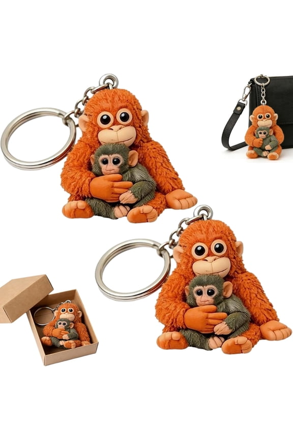 Punch Monkey Keychains, Punch The Monkey Stuffed Animal, 2D Keychain Decoration Hanging for Bags, Purse