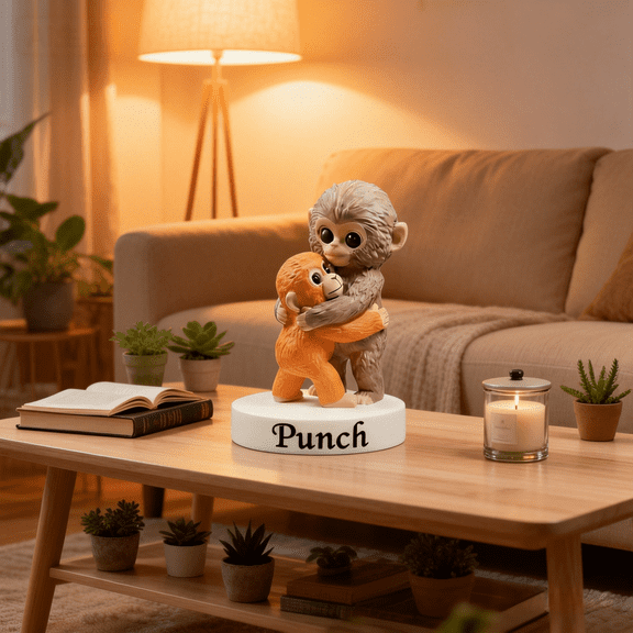 Punch Monkey Plush Mini Figure Large Orangutan Plush Figure 3.93" Monkey Model Figure for Collectors Perfect Valentine's Day Gifts