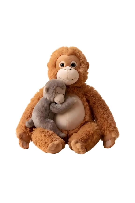 Punch Monkey Plush Mom Orangutan Hugs Baby-Monkey Plush Stuffed Animal Soft Huggable Monkey Stuffed Doll Ideal Collectible Holiday Birthday Gifts 13.8"