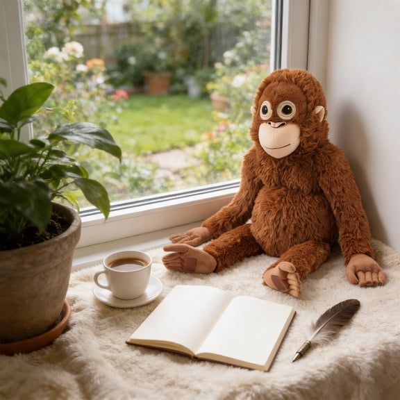 Punch Monkey Plush Toy, Cute Orangutan Stuffed Animal with Hang on Hip Design for Women Men Easter Gift Home Decor