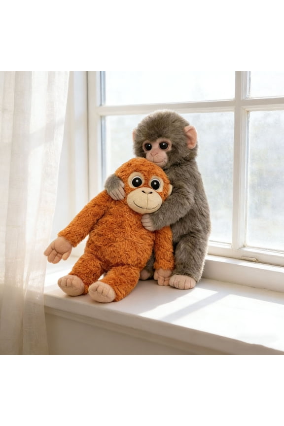 Punch Monkey Plush Toy, Orangutan Stuffed Animal with Monkey, Orangutan Plush Stuffed Animal, Plush Chimpanzee Interactive Toys, 10"