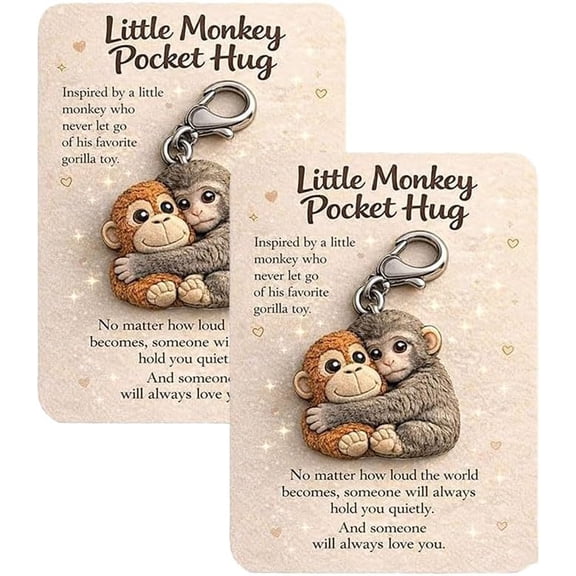 Punch Monkey Pocket Hug with Gift Card, Punch & Friends: Little Monkey Pocket Hug, Cute Card for Mother, Family, Friend, Positive Emotional Support, Thanks and Cheer Up(B)Q