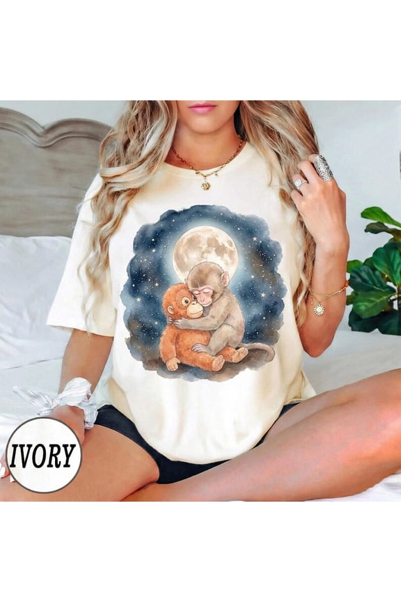 Punch Monkey Shirt, Monkey Mom Gift, Vintage Moon Animals Tee, 90s Retro Animal Graphic Tee, Comfort Colors Unisex Cotton T-Shirt, Size S-3XLv