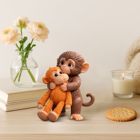Punch Monkey Statue Monkey Desk Decor Funny Monkey Figurine Desktop Ornament Collectible Monkey Sculpture Animal Lover Gift Shelf Display Home Office Decoration