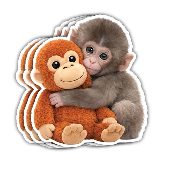 Punch The Monkey Sticker Pack, 5 Piece Funny Meme Stickers, 4.7 Inch Cute Monkey Vinyl Decals for Laptop Water Bottle Phone Car Tumbler, Waterproof Durable