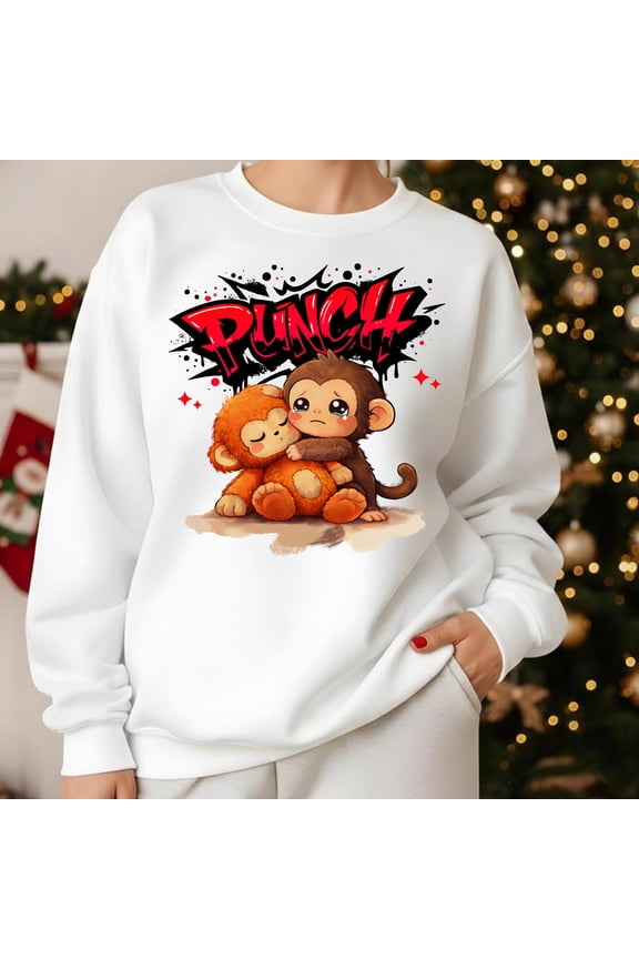 Punch Monkey Sweatshirt, Viral Monkey Meme Tee, Save Punch, Trending Monkey Design, Cute Meme Sweatshirt, Monkey Lover Gift, Brown Theme Sweatshirt