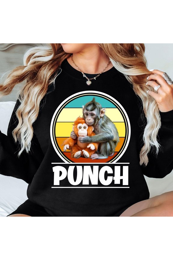 Punch Monkey TShirt Cute Monkey Graphic TShirt Viral Monkey Design Shirt Funny Animal TShi
