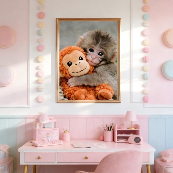 Punch Monkey Wall Art Cute Baby Monkey Poster Print 8x12 Inch Funny Primate Artwork Decor Unframed Jungle Animal Picture for Kids Room Nursery Playroom Bedroom Home Office Gift