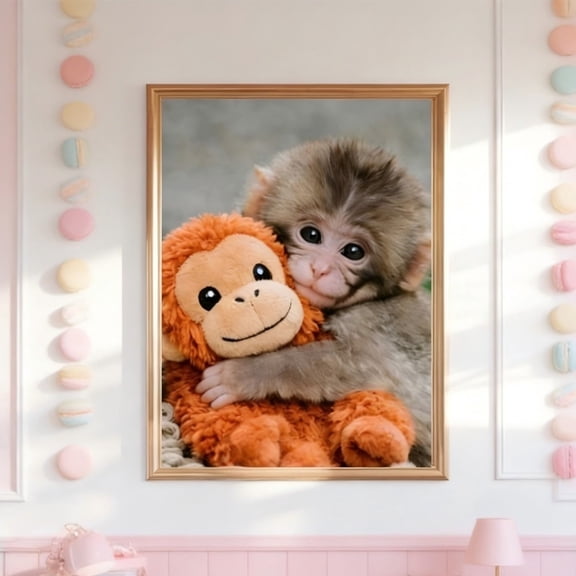 Punch Monkey Wall Art, Cute Baby Monkey Poster Print Artwork Decor, Funny Punch the Monkey Plush Picture Unframed Gift for Home