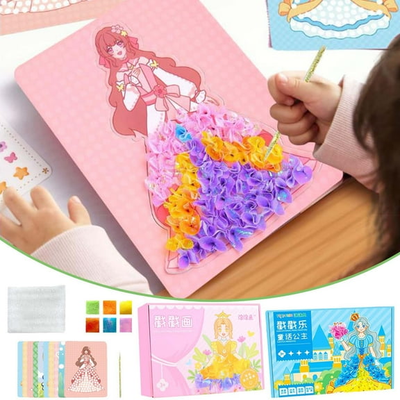 Punch Needle Art Kit Embroidery Craft for Boy' 11.69x8.27in,10 Stencils 700 Fabric Pieces Create Textured Masterpieces Relaxing Focus Activity(Blue),Ccwuwei