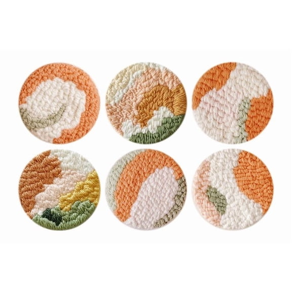 Punch Needle Coasters Kit,6-pattern punch needle Needle Coasters Kit ,Punch Art for Beginners,Suitable for Home Decoration