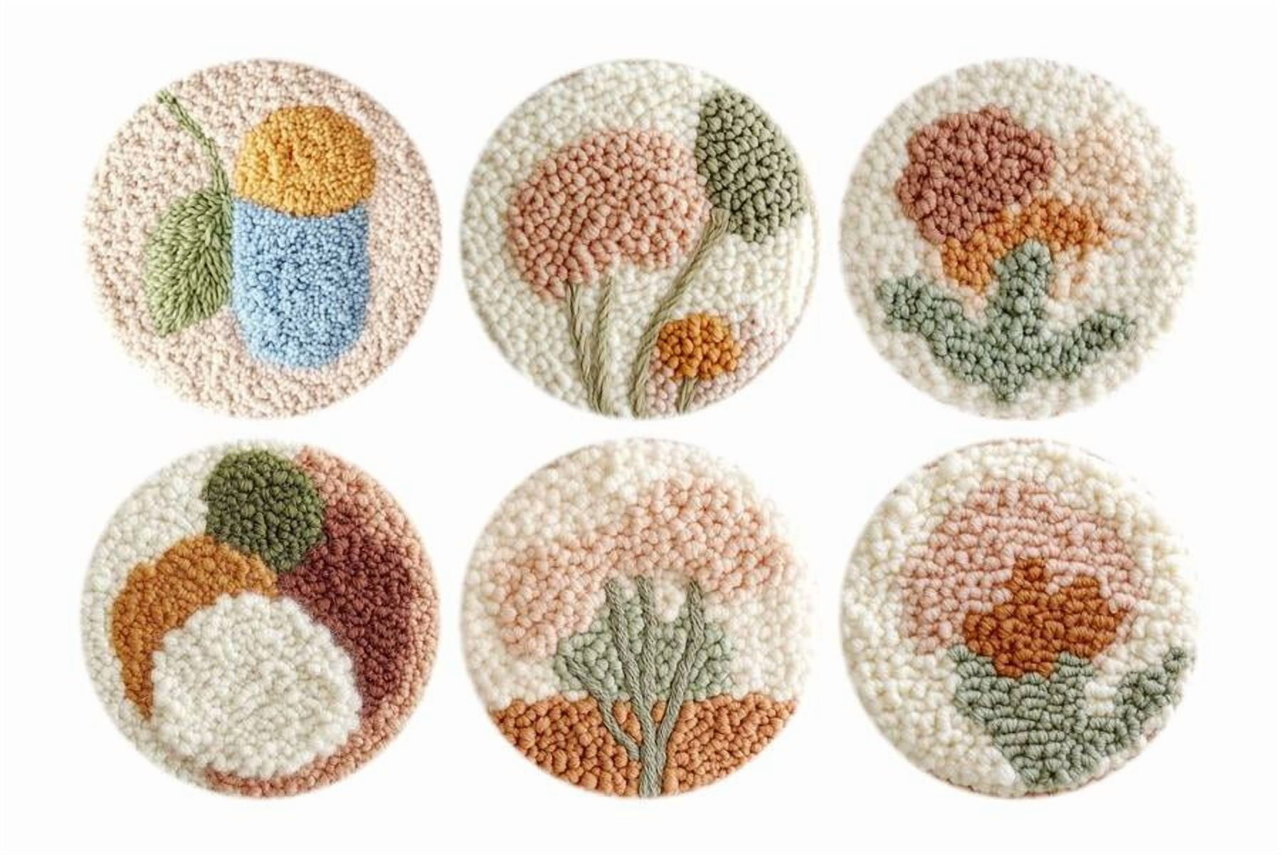 Punch Needle Coasters Kit,6-pattern punch needle Needle Coasters Kit ,Punch Art for Beginners,Suitable for Home Decoration