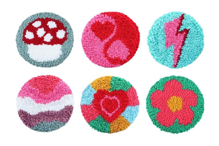 Punch Needle Coasters Kit,6-pattern punch needle Needle Coasters Kit ,Punch Art for Beginners,Suitable for Home Decoration
