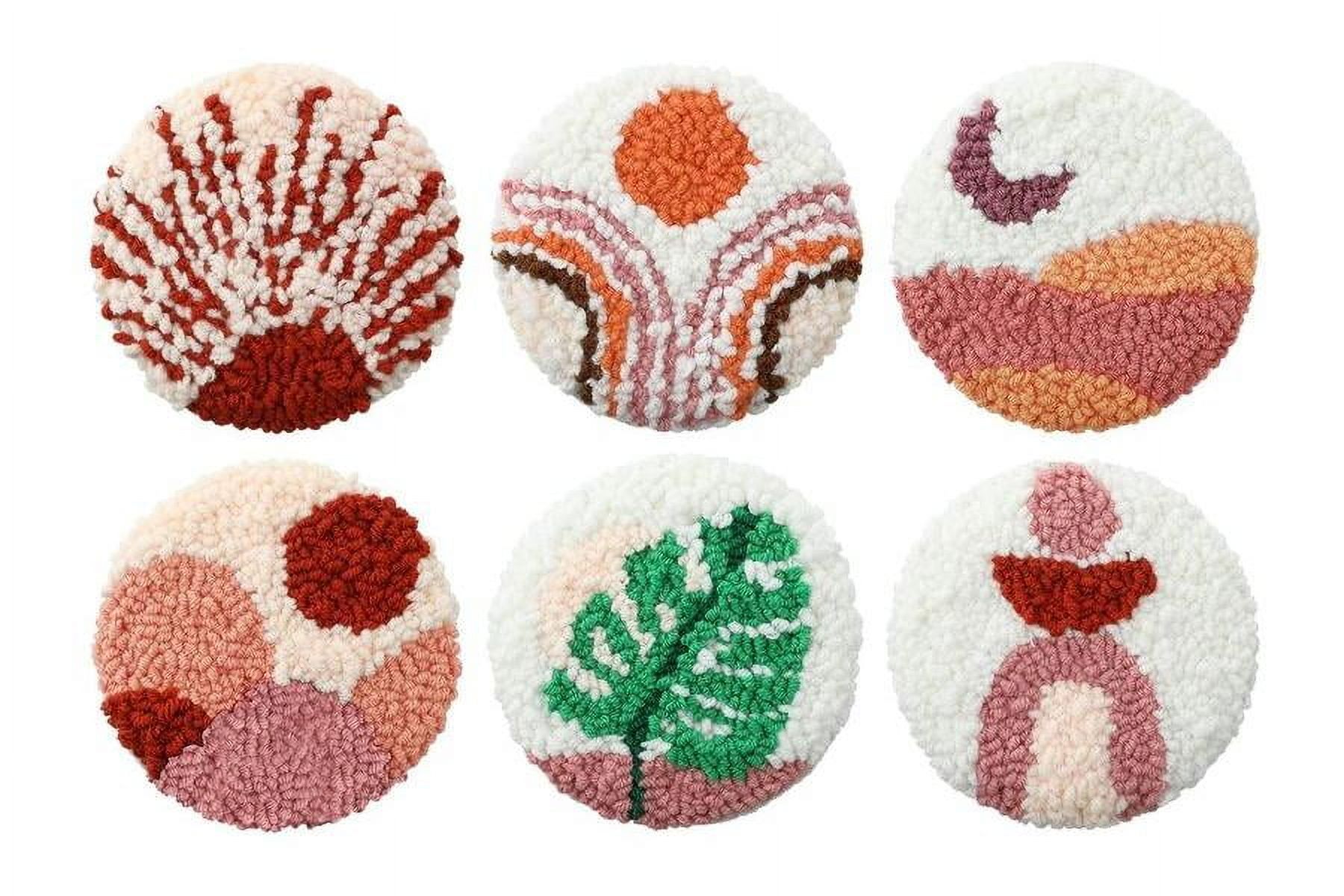 Punch Needle Coasters Kit,6-pattern punch needle Needle Coasters Kit ,Punch Art for Beginners,Suitable for Home Decoration