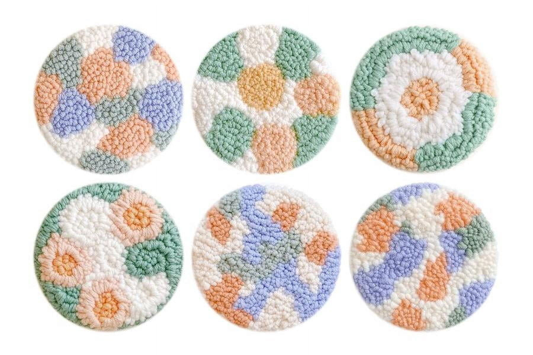 Punch Needle Coasters Kit,6-pattern punch needle Needle Coasters Kit ,Punch Art for Beginners,Suitable for Home Decoration