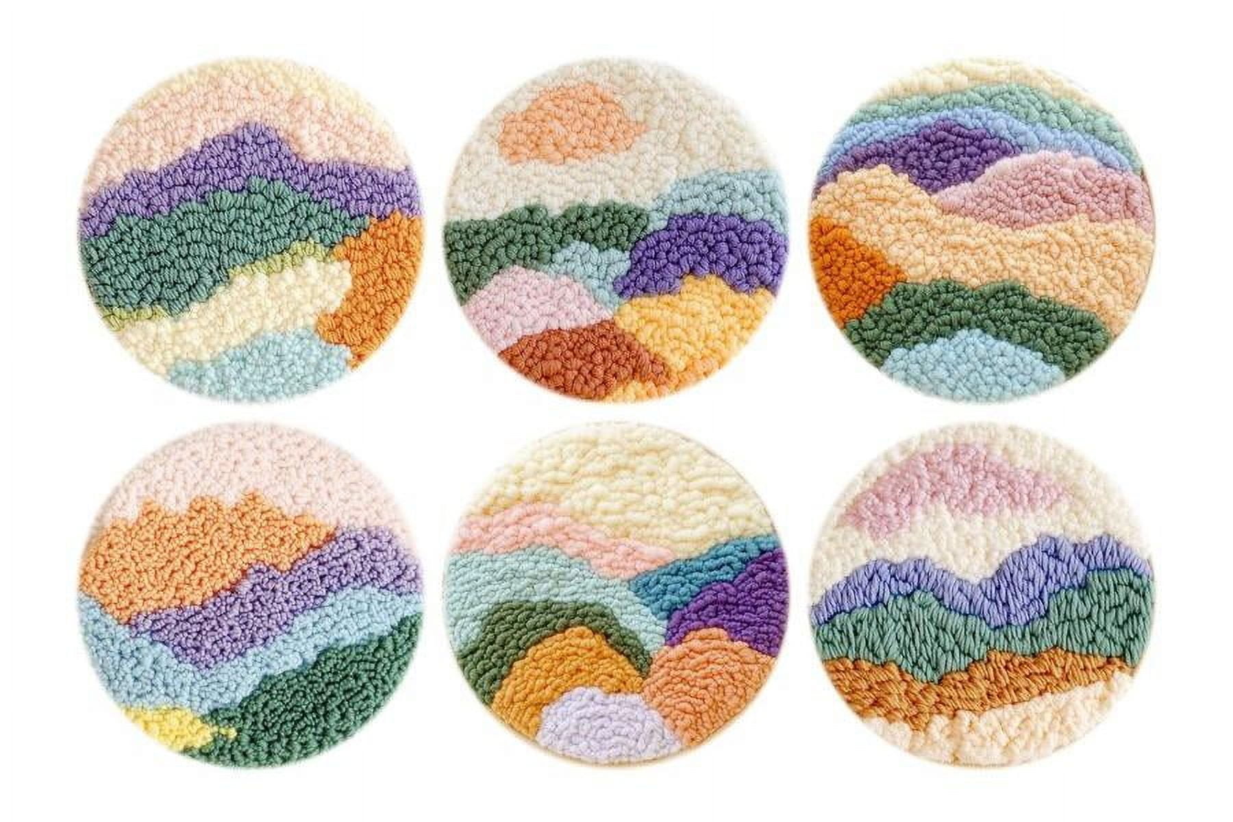 Punch Needle Coasters Kit,6-pattern punch needle Needle Coasters Kit ,Punch Art for Beginners,Suitable for Home Decoration