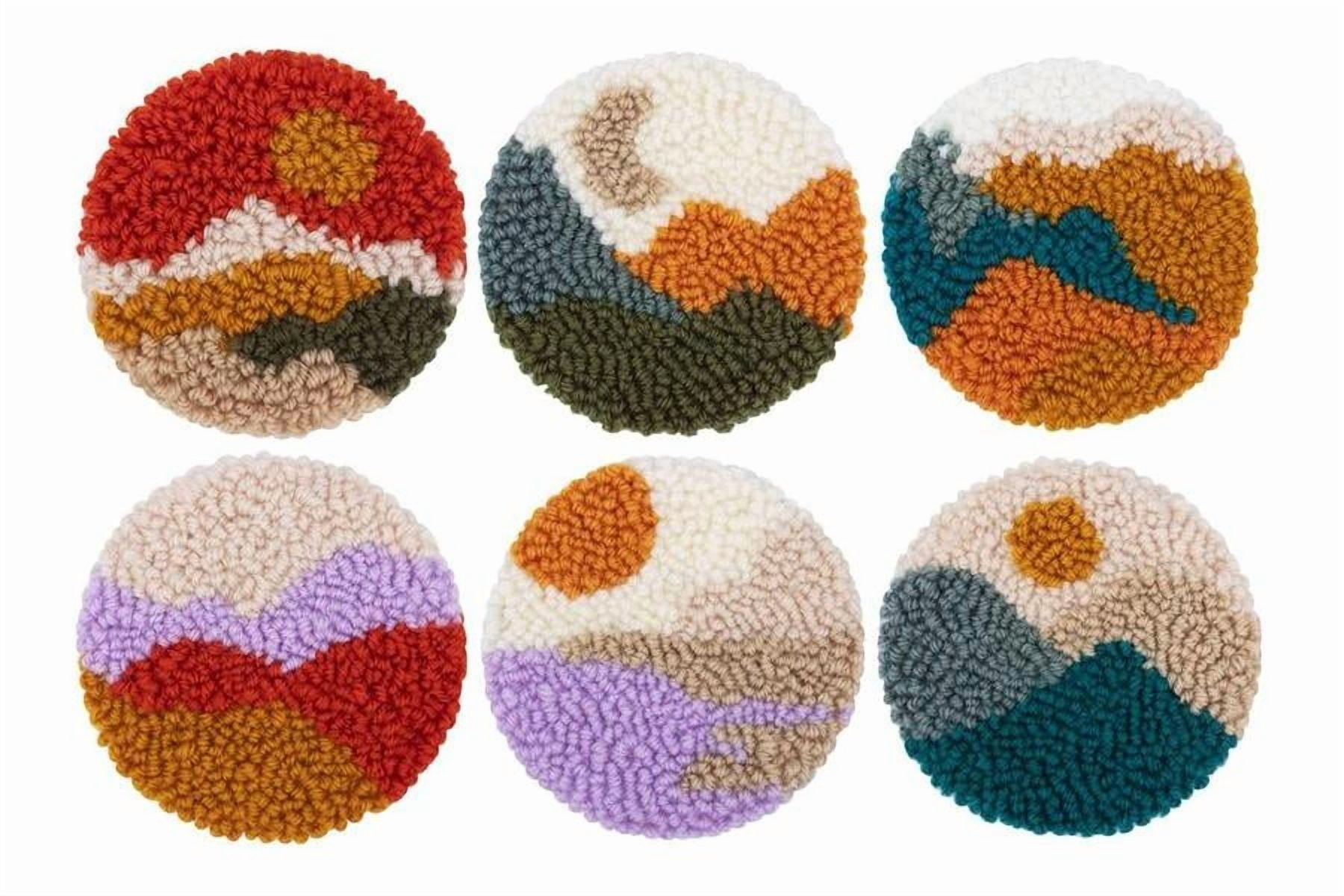 Punch Needle Coasters Kit,6-pattern punch needle Needle Coasters Kit ,Punch Art for Beginners,Suitable for Home Decoration