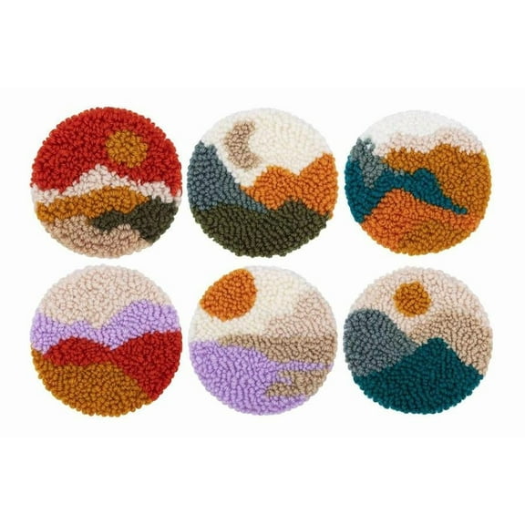 Punch Needle Coasters Kit,6-pattern punch needle Needle Coasters Kit ,Punch Art for Beginners,Suitable for Home Decoration
