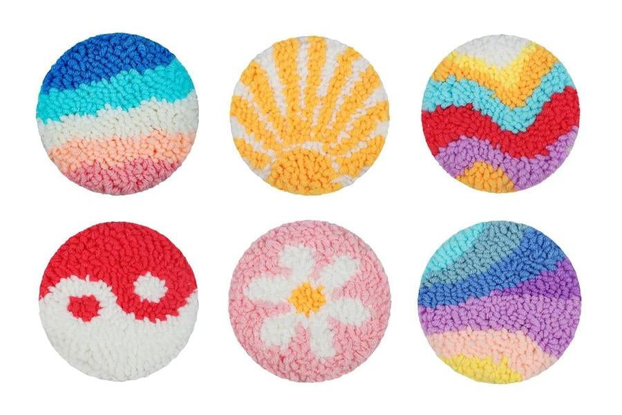Punch Needle Coasters Kit,6-pattern punch needle Needle Coasters Kit ,Punch Art for Beginners,Suitable for Home Decoration